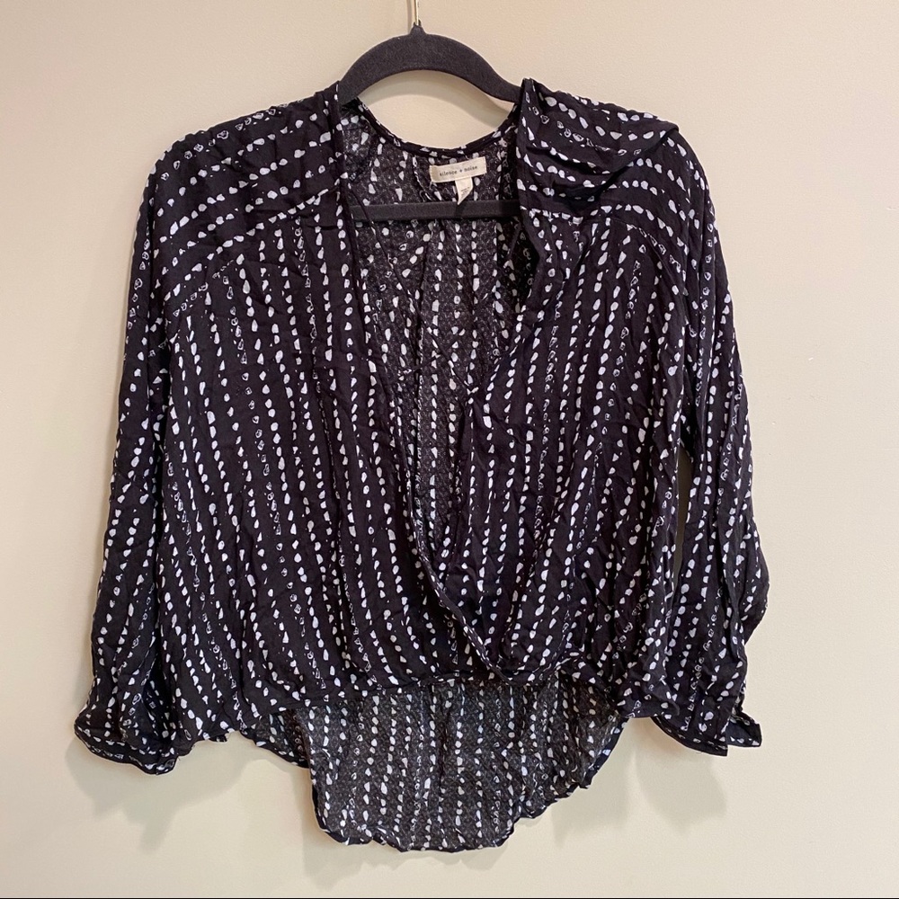 Urban Outfitters Low V-Neck Long Sleeve Blouse